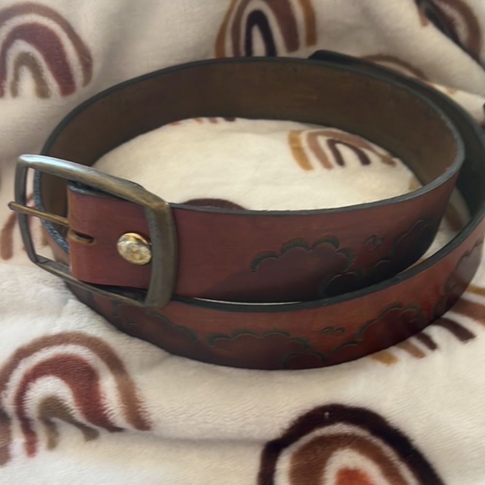 Vintage Hand Made Leather Belt 40”